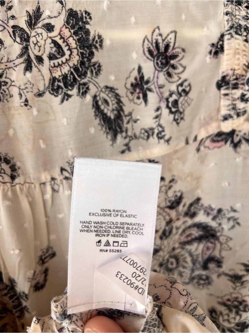 Express Cream Floral Ruffle Button-Front Blouse - Picture 8 of 8
